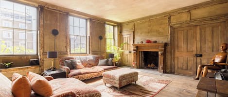 Télévision, cheminée, espaces bureaux