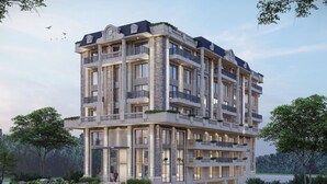 A multi-story hotel with balconies, large windows, and a landscaped garden. - Auradoon Dehradun - By Leisure Hotels (Dehradun)