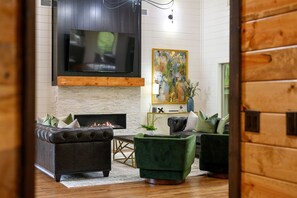 TV, fireplace, video games, printers