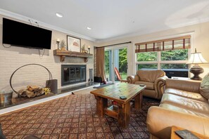 TV, fireplace, offices - Inviting Ski-In/Ski-Out Condo at Okemo +Hot Tub (Ludlow)