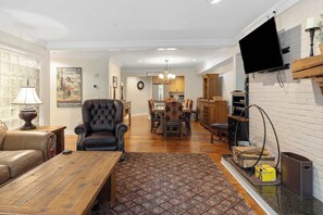 TV, fireplace, offices - Inviting Ski-In/Ski-Out Condo at Okemo +Hot Tub (Ludlow)