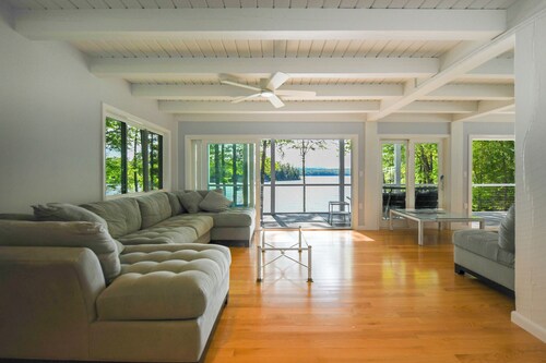 Upscale Lake House with Dock, Beach & Panoramic Views