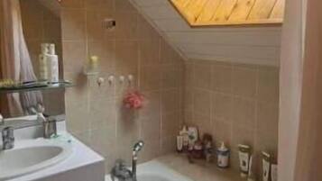 Regadera, secadora de cabello, toallas, papel de baño