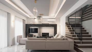 Smart TV, fireplace, video games