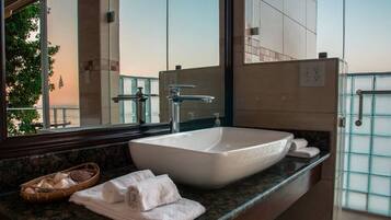 Hair dryer, towels, toilet paper