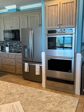 Fridge, microwave, oven, stovetop - Gorgeous Gulf Front Home, 8 bed/7 bath, Pool, Elevator, and all the amenities! (Saint George Island)