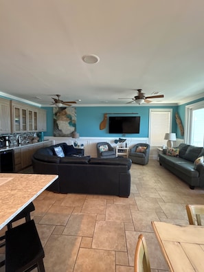 Smart TV, DVD player, books, video library