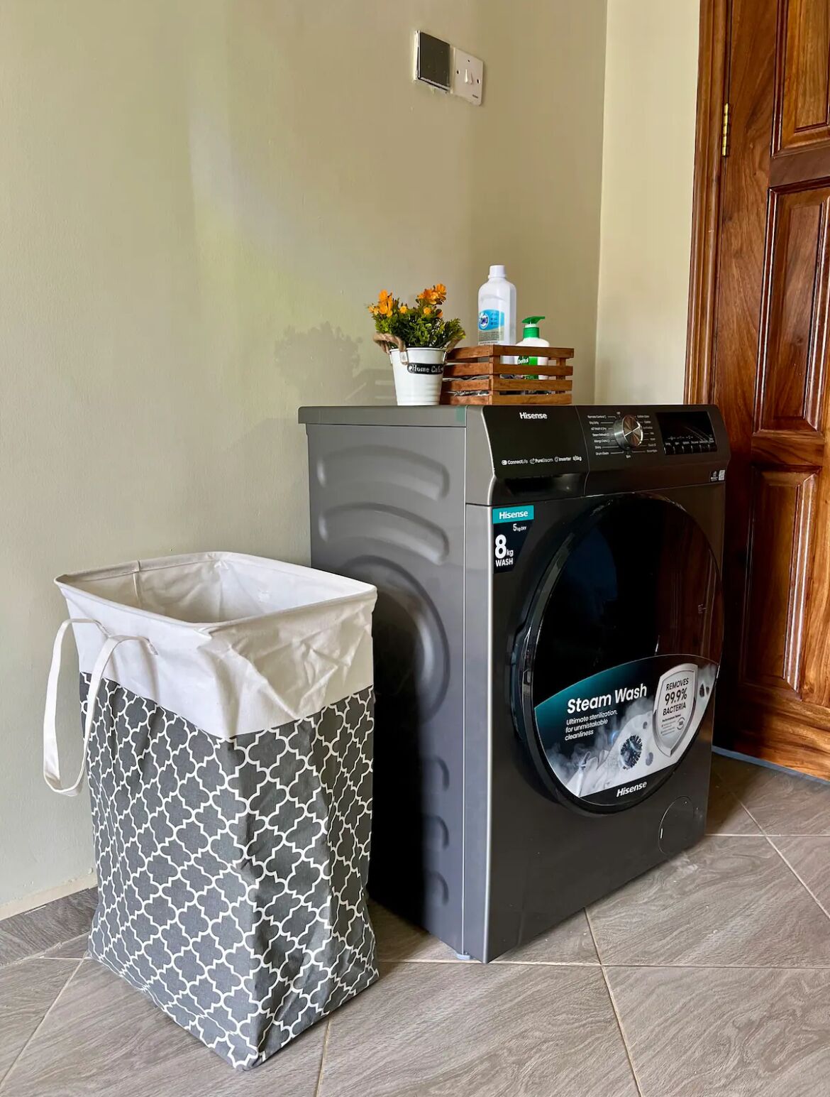 Shower, slippers, towels