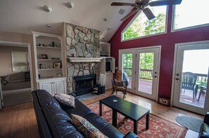 TV, fireplace, video games, books