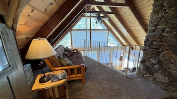 Smart TV, fireplace, video games, DVD player