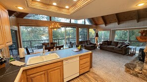 Smart TV, fireplace, video games, DVD player