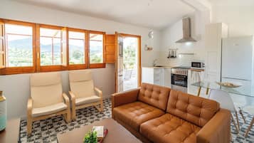 Una televisión, una chimenea