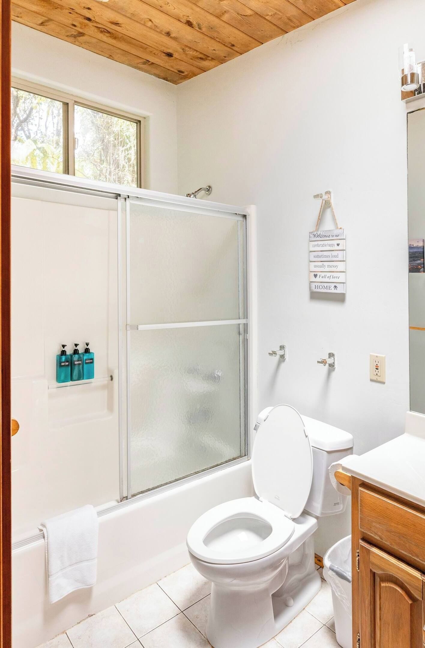 Towels, soap, shampoo, toilet paper