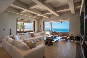 TV, books, stereo, offices