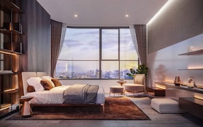 Suite Grand, 1 habitación, Acceso al salón del club, vistas al puerto | 4 dormitorios, sábanas de algodón egipcio, ropa de cama de alta calidad