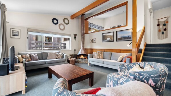 TV, fireplace