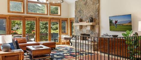 Smart TV, fireplace, stereo