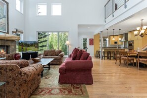 TV, fireplace, offices