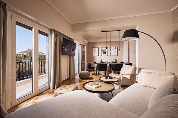 Executive Apartment, Balcony, City View | Living room - Kova Residence, Acropolis by Aura Homes (Athens)