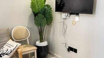 Deluxe Apartment, Balcony, City View | Living area | Flat-screen TV