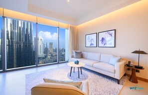 Standard Apartment | Living area - Address Opera -Full Burj Khalifa View (Dubai)