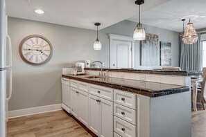 Fridge, microwave, oven, stovetop - Ground-Floor 2-Bedroom Oasis: Serene Views, 3 Bathrooms, & Fully Equipped Kitchen at Sandestin Golf and Beach Resort! (Miramar Beach)