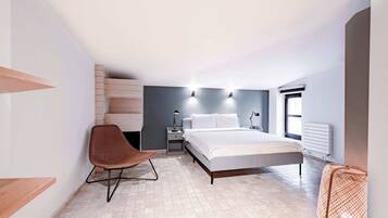 1 bedroom, desk, iron/ironing board, travel crib