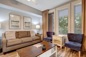 TV, fireplace - Market Street 2-Bedroom Retreat - Your Cozy Haven in the Village of Baytowne Wharf at Sandestin Golf and Beach Resort! (Miramar Beach)