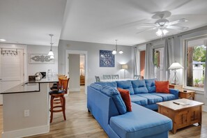 TV - Market Street Inn 2-Bedroom Charm: Your Relaxing Escape with Amazing Views of the Pool and Courtyard in Baytowne Wharf at Sandestin Golf and Beach Resort! (Miramar Beach)