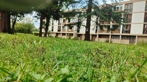 A grassy area with a row of multi-story buildings in the background. - Spacious & comfortable apartment near Paris, fully renovated (2 rooms) (Franconville)