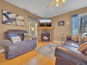 Smart TV, fireplace, video games
