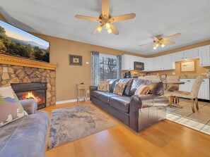 Smart TV, fireplace, video games