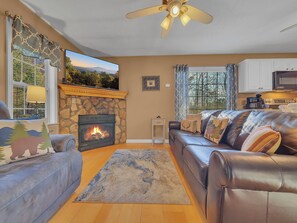 Smart TV, fireplace, video games