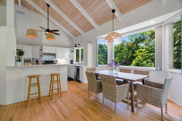Fridge, microwave, oven, stovetop - Bright & Airy Princeville Home with High-Speed WiFi, Private W/D, & Gas Grill (Princeville)