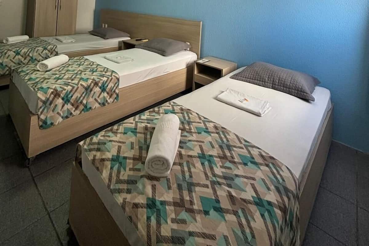 Basic-værelse til 3 personer | Badeværelse | Brusehoved med spredningseffekt, håndklæder, Sæbe, Toiletpapir