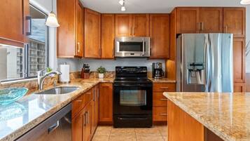 Condo, 2 Bedrooms | Private kitchen | Dishwasher, cookware/dishes/utensils