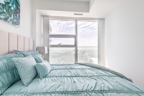 1 bedroom, desk, iron/ironing board, travel cot