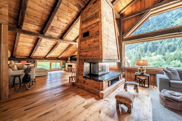 TV, fireplace, foosball