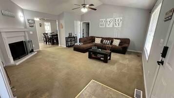 Smart TV, fireplace, video games, books