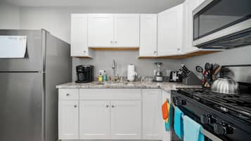 Fridge, microwave, oven, toaster