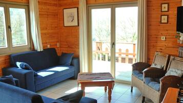 Deluxe House, 4 Bedrooms | Living room | Fireplace, DVD player