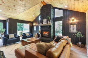 TV, fireplace - Blue Ridge Lake Home w/ Hot Tub in Morganton! (Morganton)