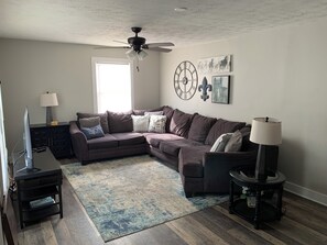 TV, DVD player, video library