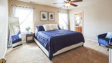 4 bedrooms, iron/ironing board, WiFi, bed sheets