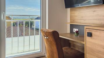 In-room safe, desk, laptop workspace, soundproofing