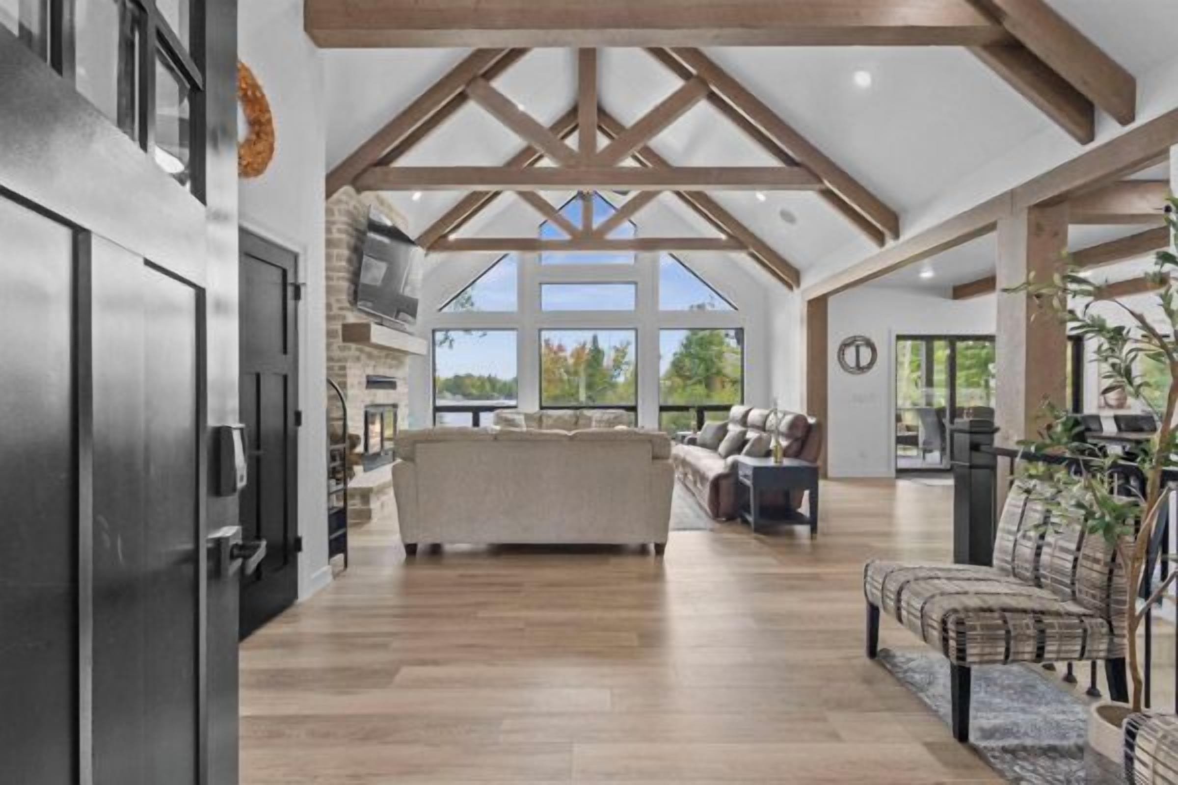 Smart TV, fireplace, video games, DVD player