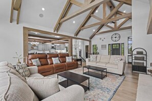 Smart TV, fireplace, video games, DVD player