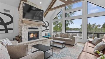 Smart TV, fireplace, video games, DVD player