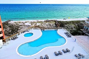 Outdoor pool, a heated pool - 109 Book July 6th ~ Gulf Front Infinity Pool ~ Hot Tub ~ 3000 SqFt Deeded Beach (Destin)