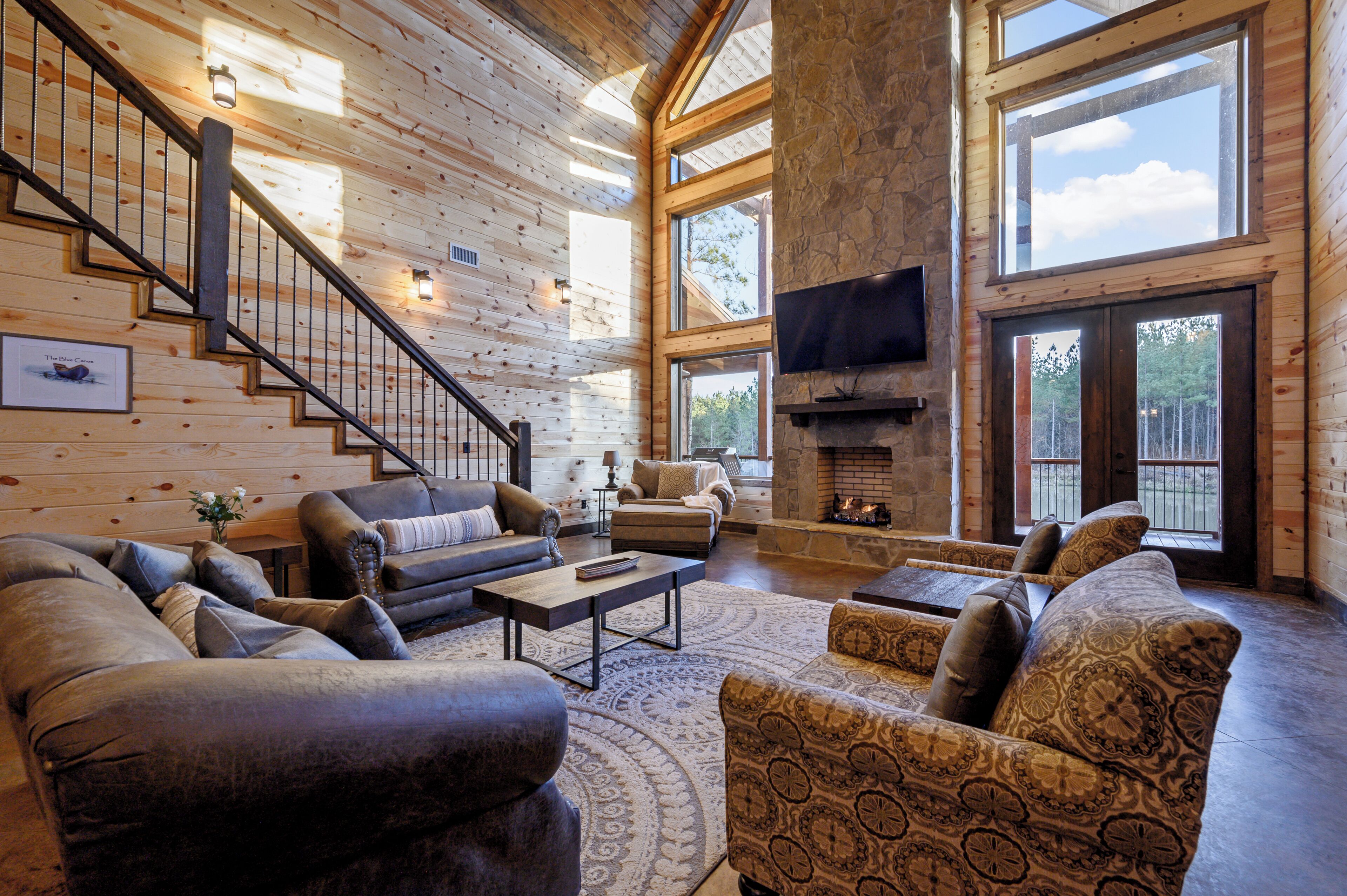 TV, fireplace, video games